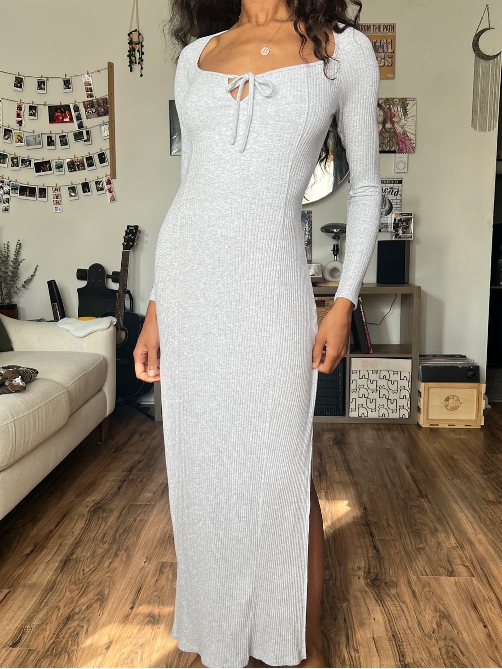 Aerie Long Sleeve Ribbed Maxi Dress